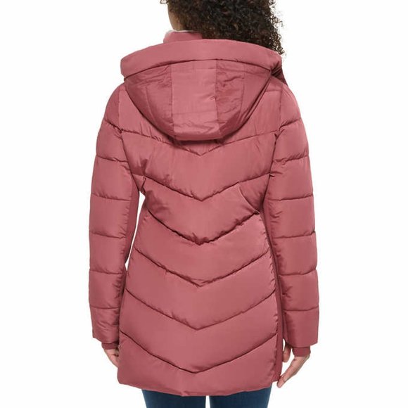 DEFECT Andrew Marc Women's Faux Fur Hooded Walker Jacket Rose Size M $180 6C025 - Picture 2 of 6
